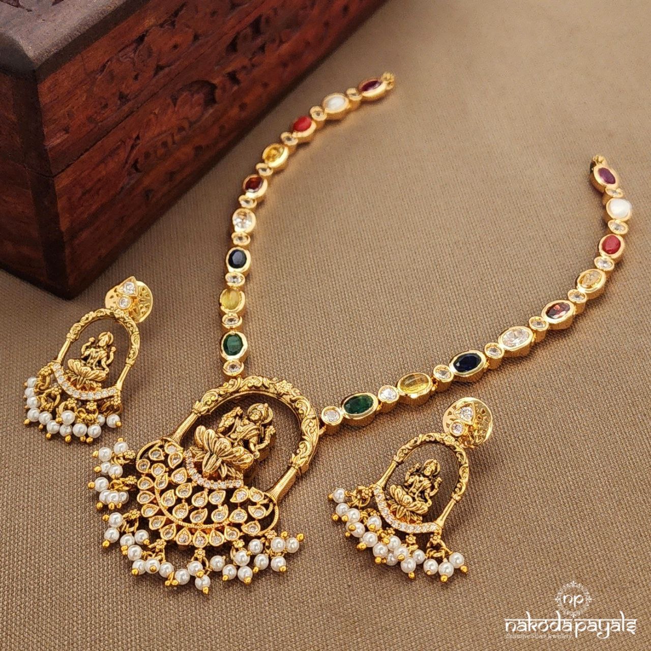 Navaratna Lakshmi Neckpiece With Earrings (Gn10001)