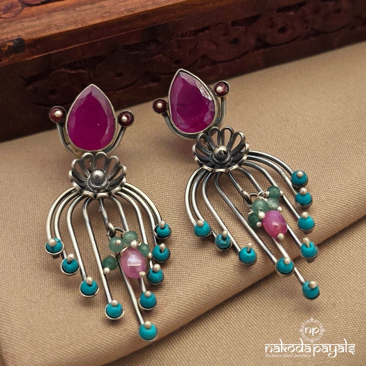 Resplendent Turquoise Chandbali (C4135)