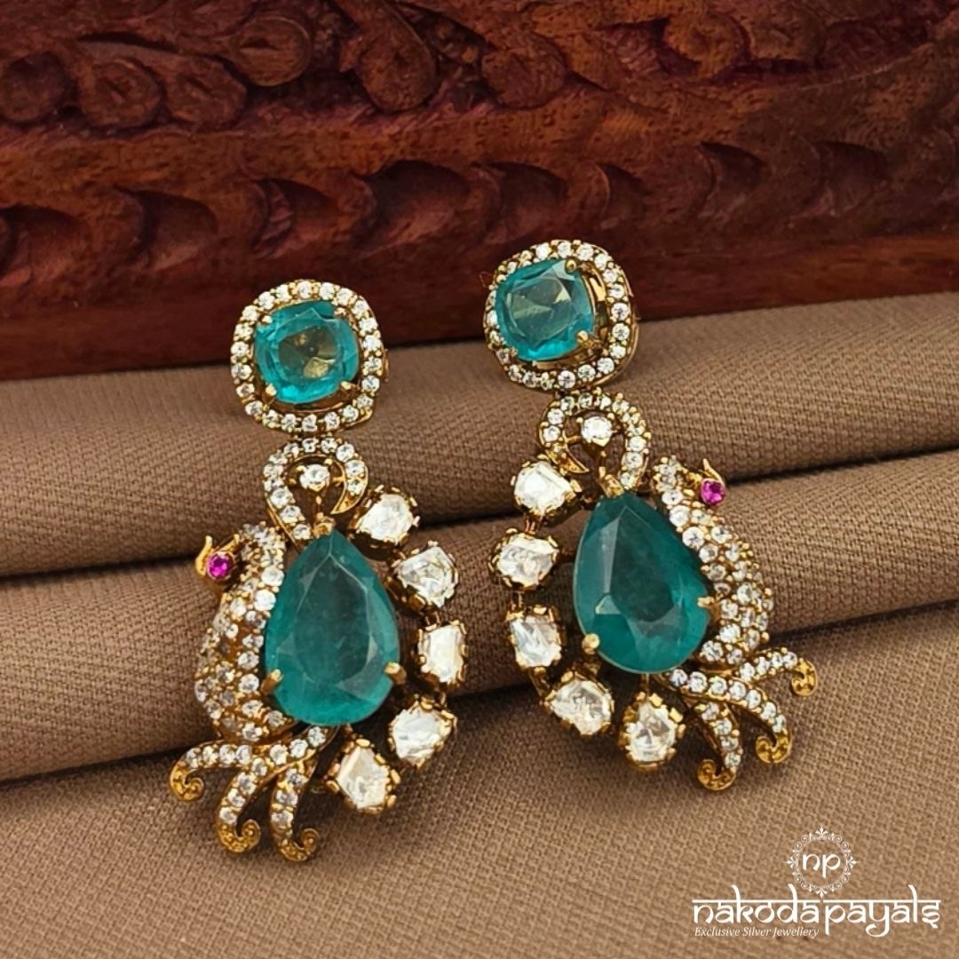 Peacock Green Earrings (Ge10479)