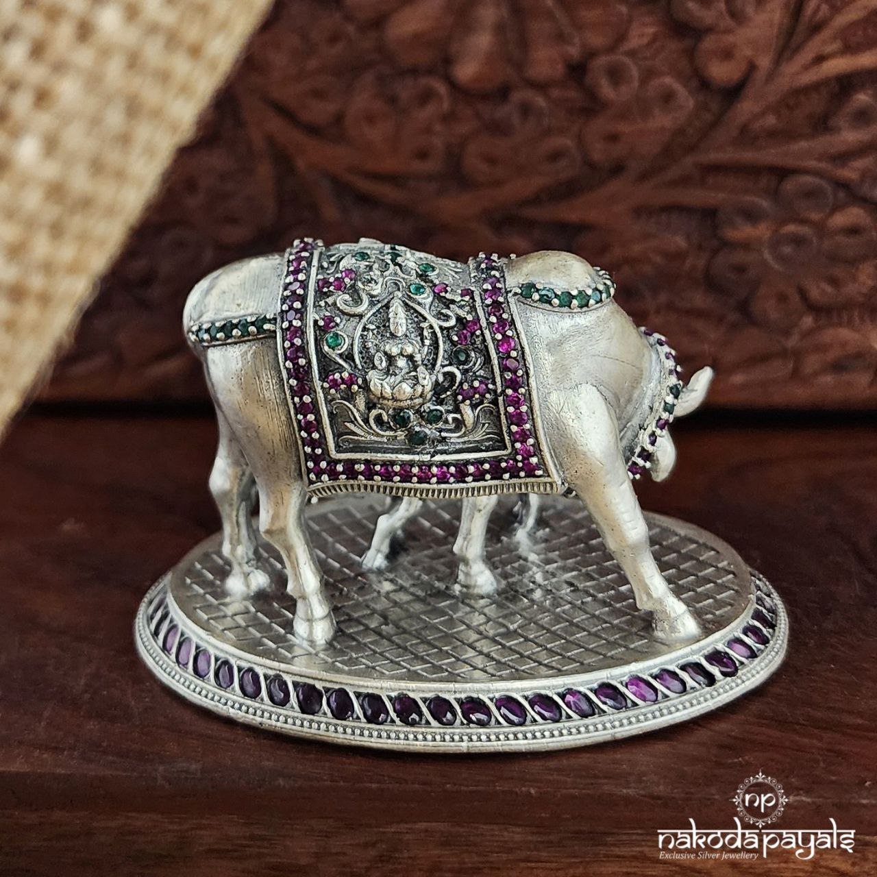 Oxidised Cow & Calf Idol (Aa1907)