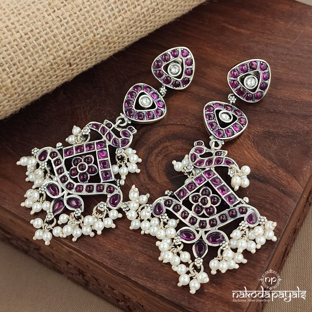 Pink Pearled Drop Earrings (C3748)