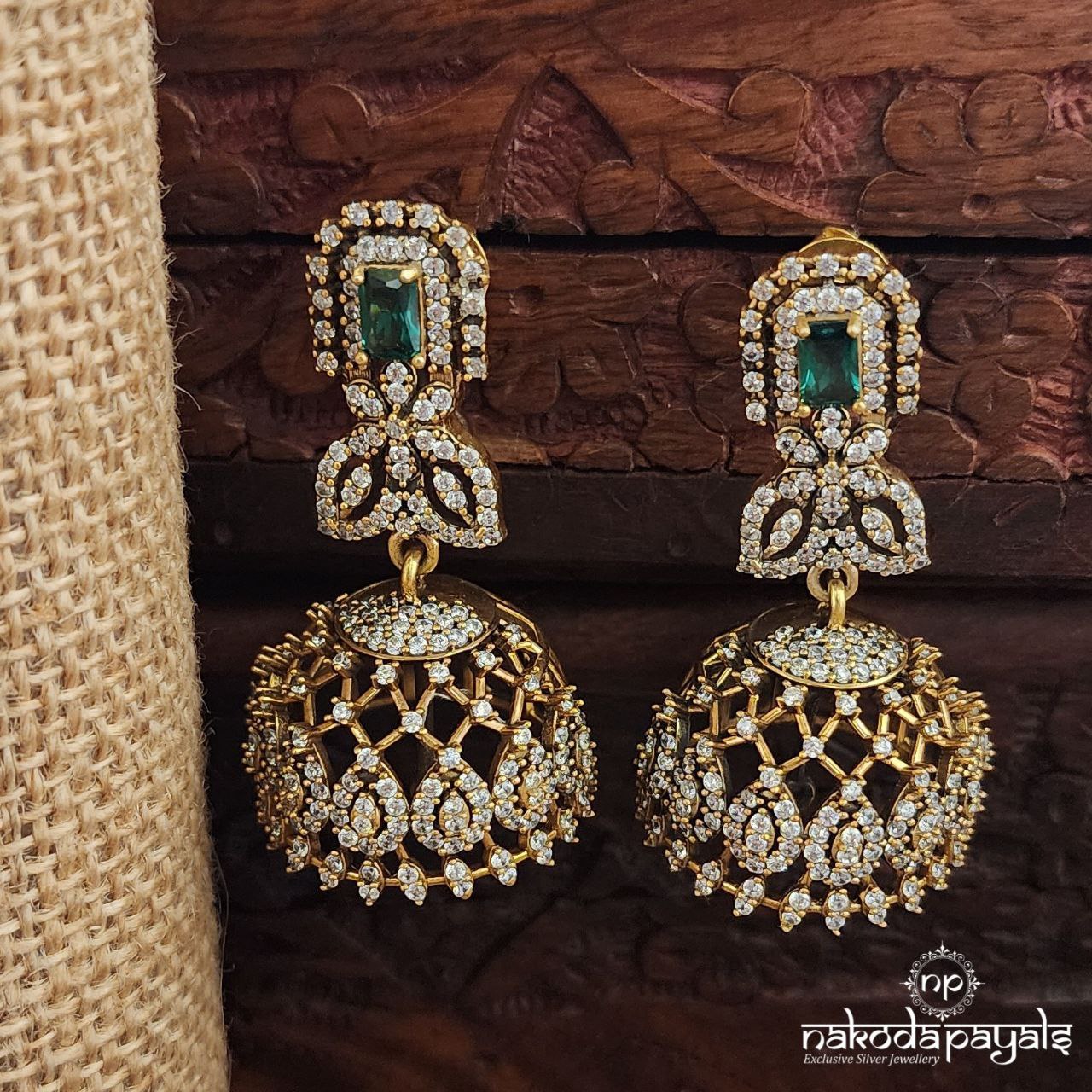 Emerald Green CZ Jhumka (Ge9792)