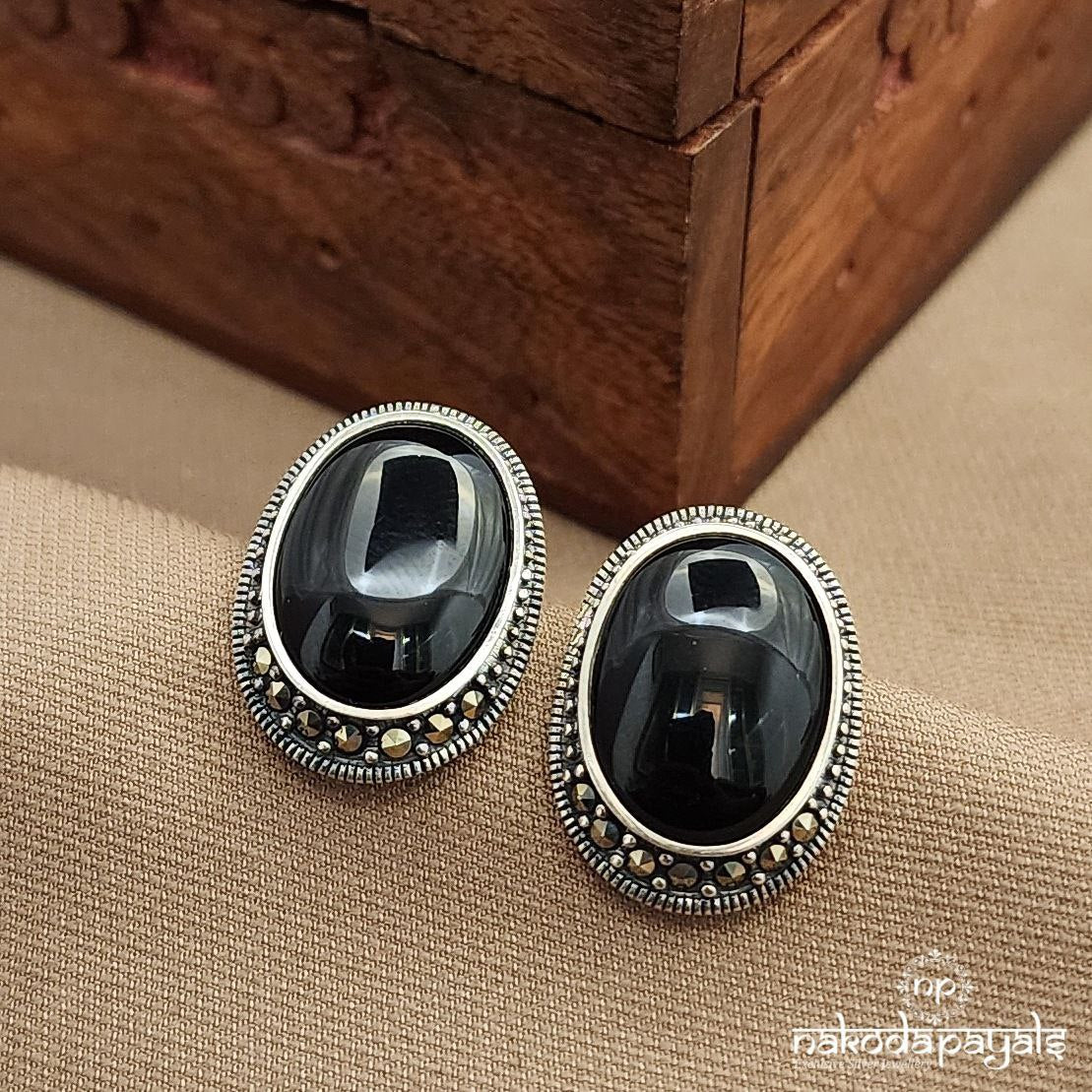 Black Marcasite Studs (S3716)