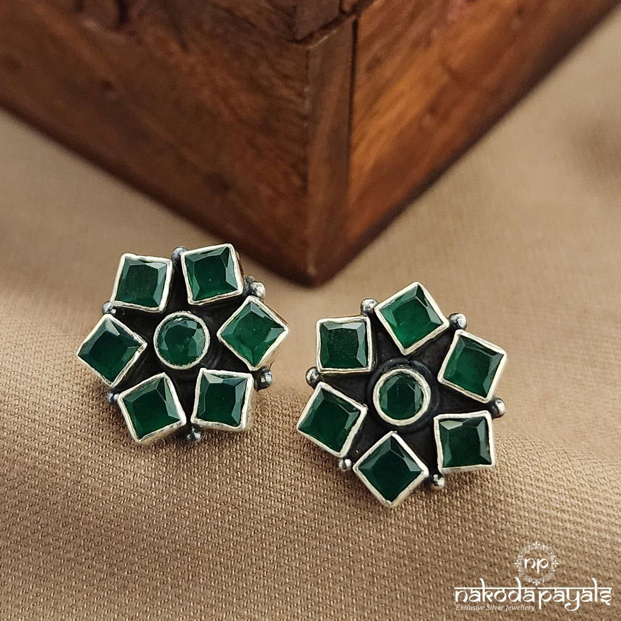 Green Squarish Studs (S3703)