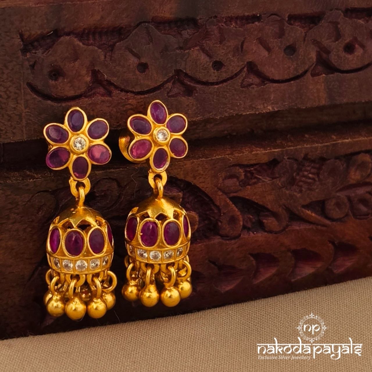 Pink Floral Jhumka (Ge11234)