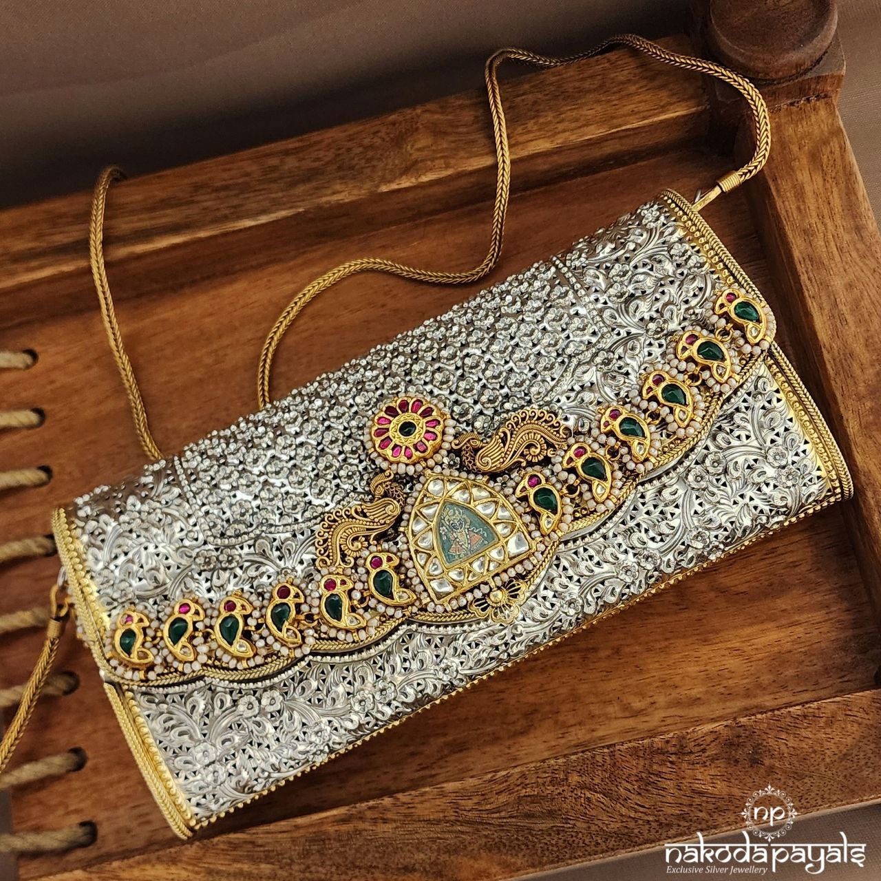 Shrinathji Kundan Pearled Sling Clutch (Esa320)