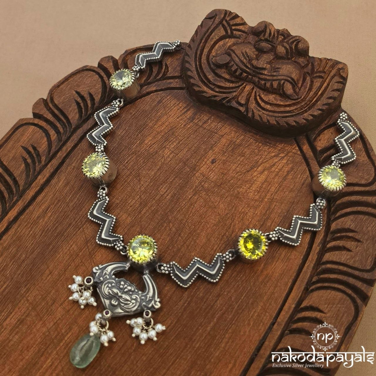 Elegant Green Drop Neckpiece (N12215)