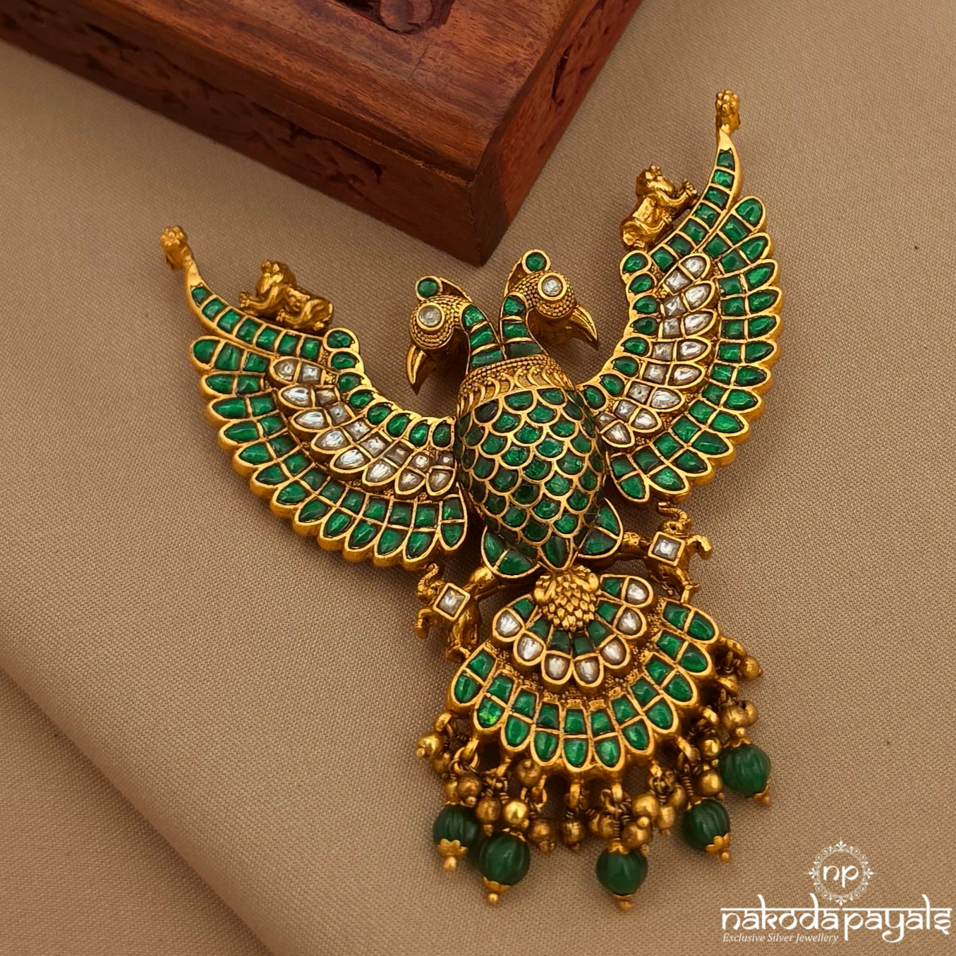 Reversible Gandaberunda Kundan Pendant (Gp2405)