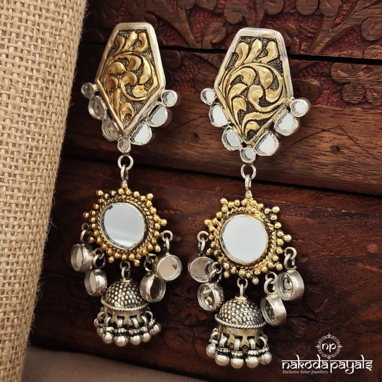 Dual Tone Glass Jhumka (J1561)