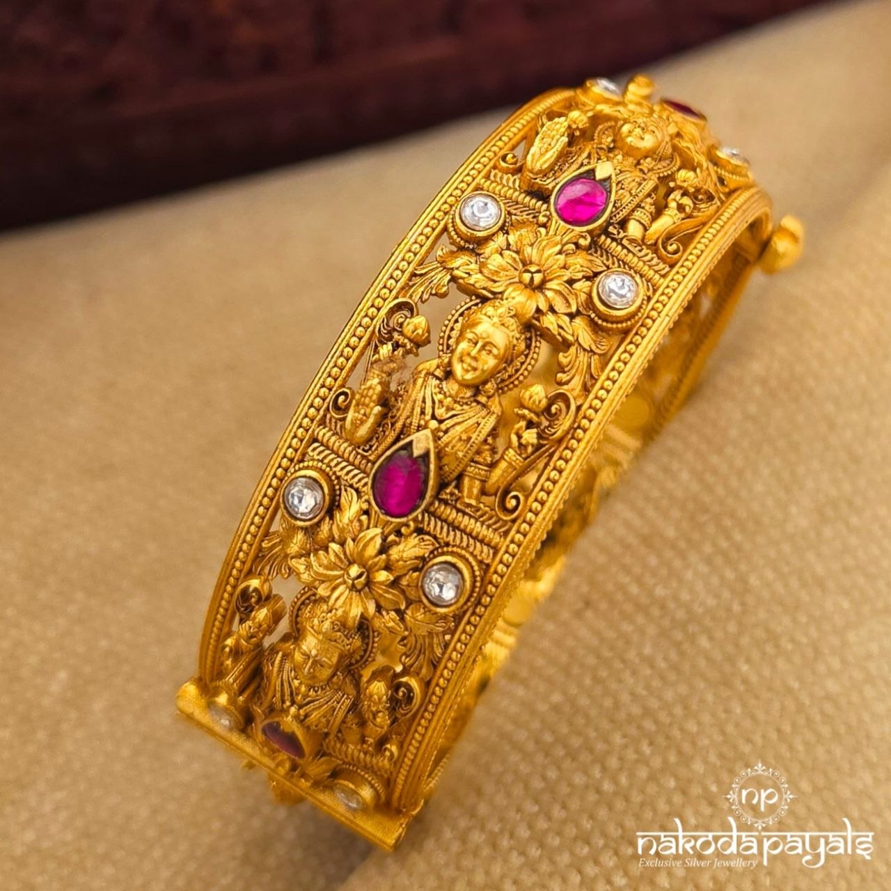 Exclusive Pink Drop Lakshmi Openable Kada (Gk3377)