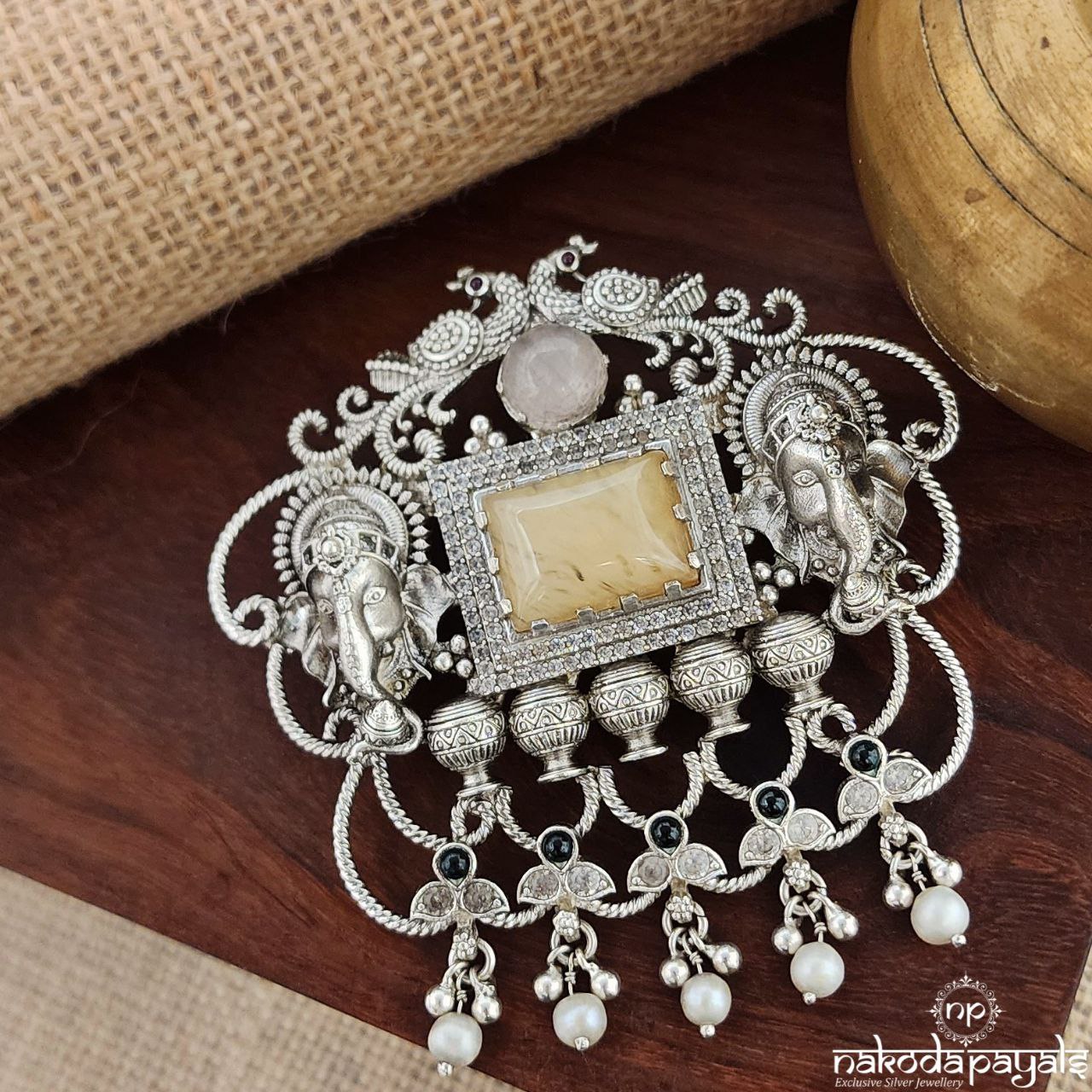 Ganesha Grace Pearled Drop Pendant (P2408)