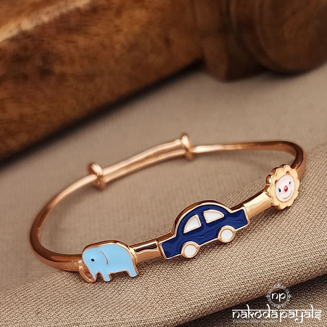 Rose Gold Blue Car Single Kada (Ka9412)