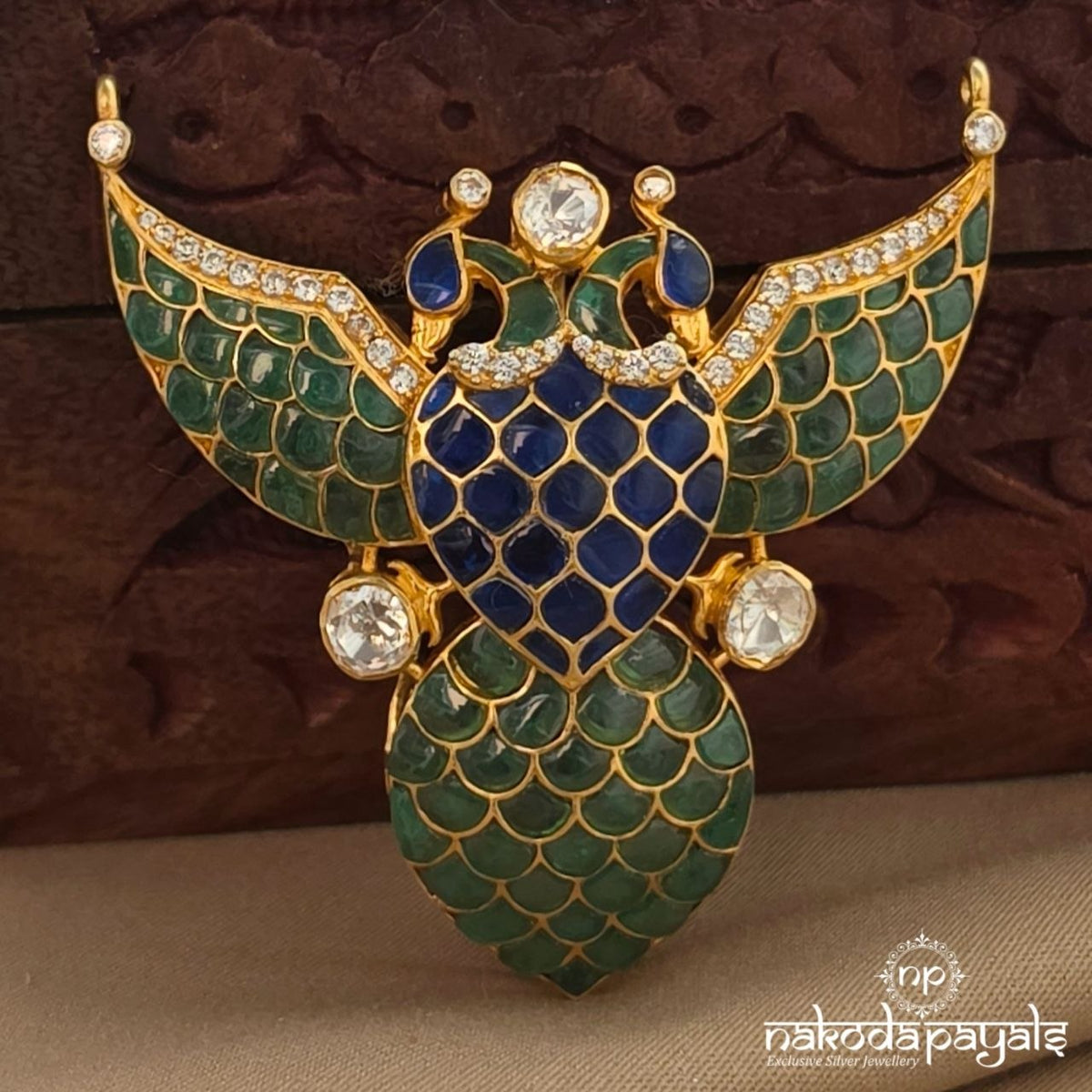 Green Moissanite Gandaberunda Pendant (Gp2705)
