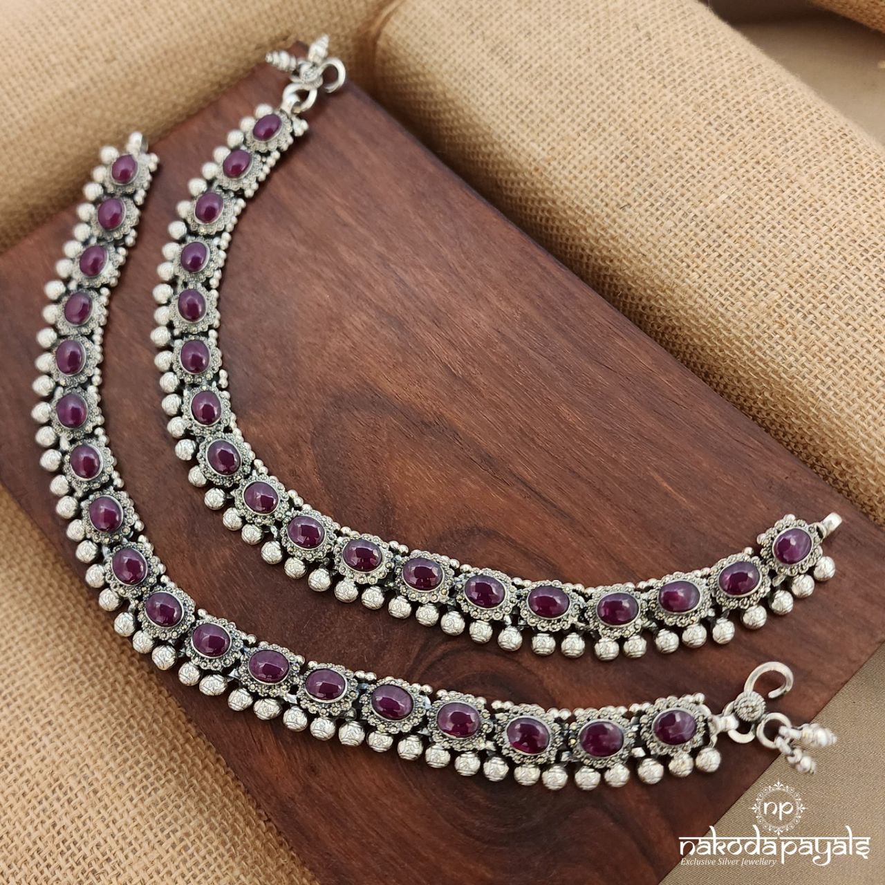 Elegant Pink Marcasite Anklet (A6259)