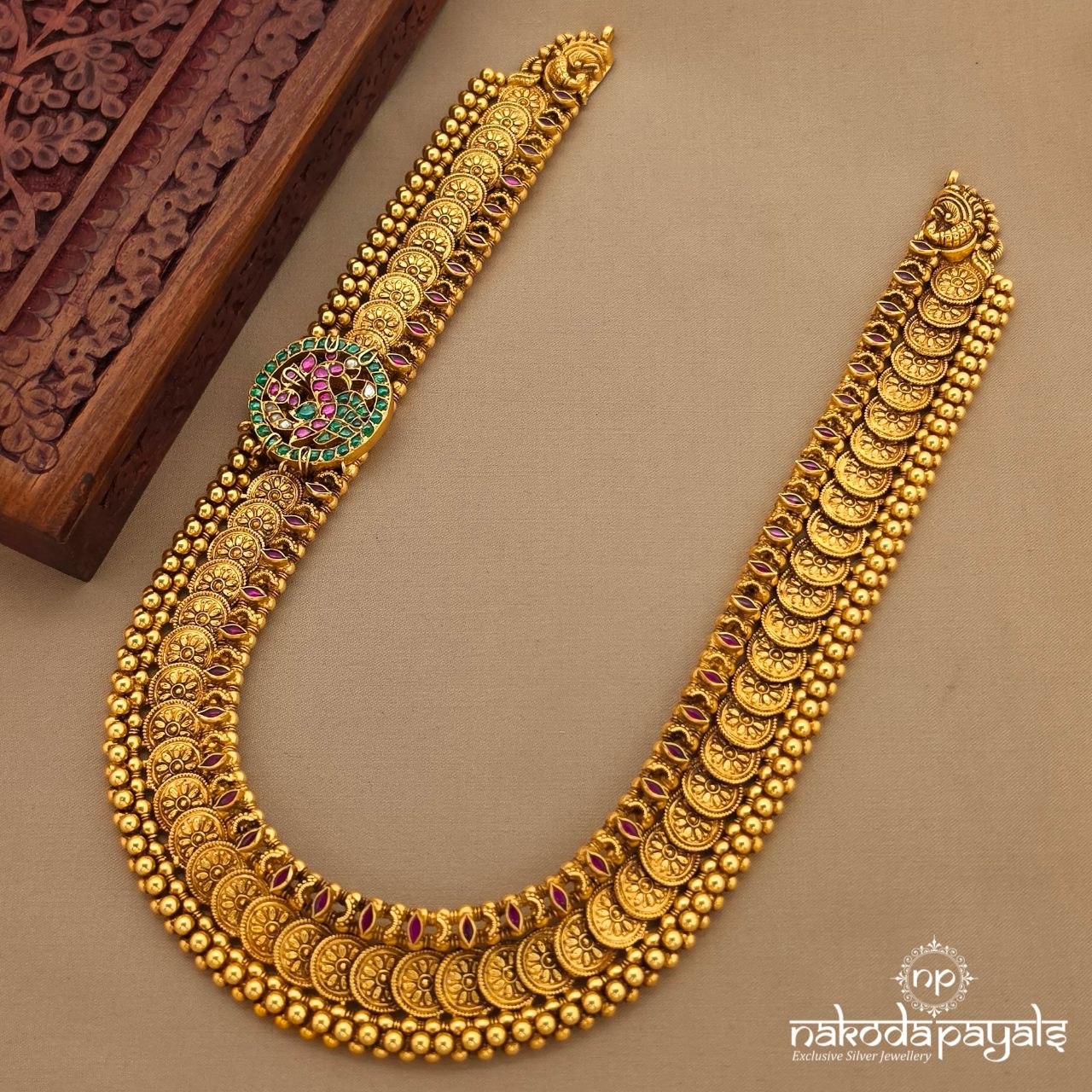 Circular Peacock Kasu Ball Dot Neckpiece (Gn10659)