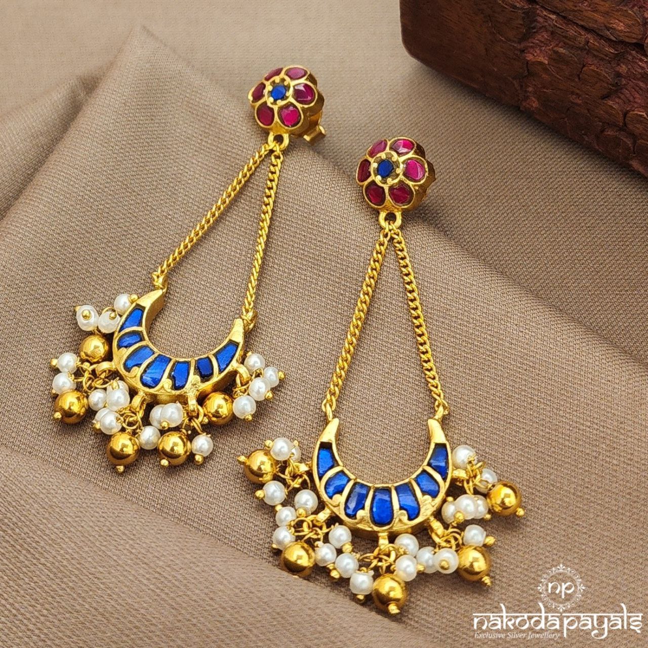Blue Kundan Earrings (Ge10157)