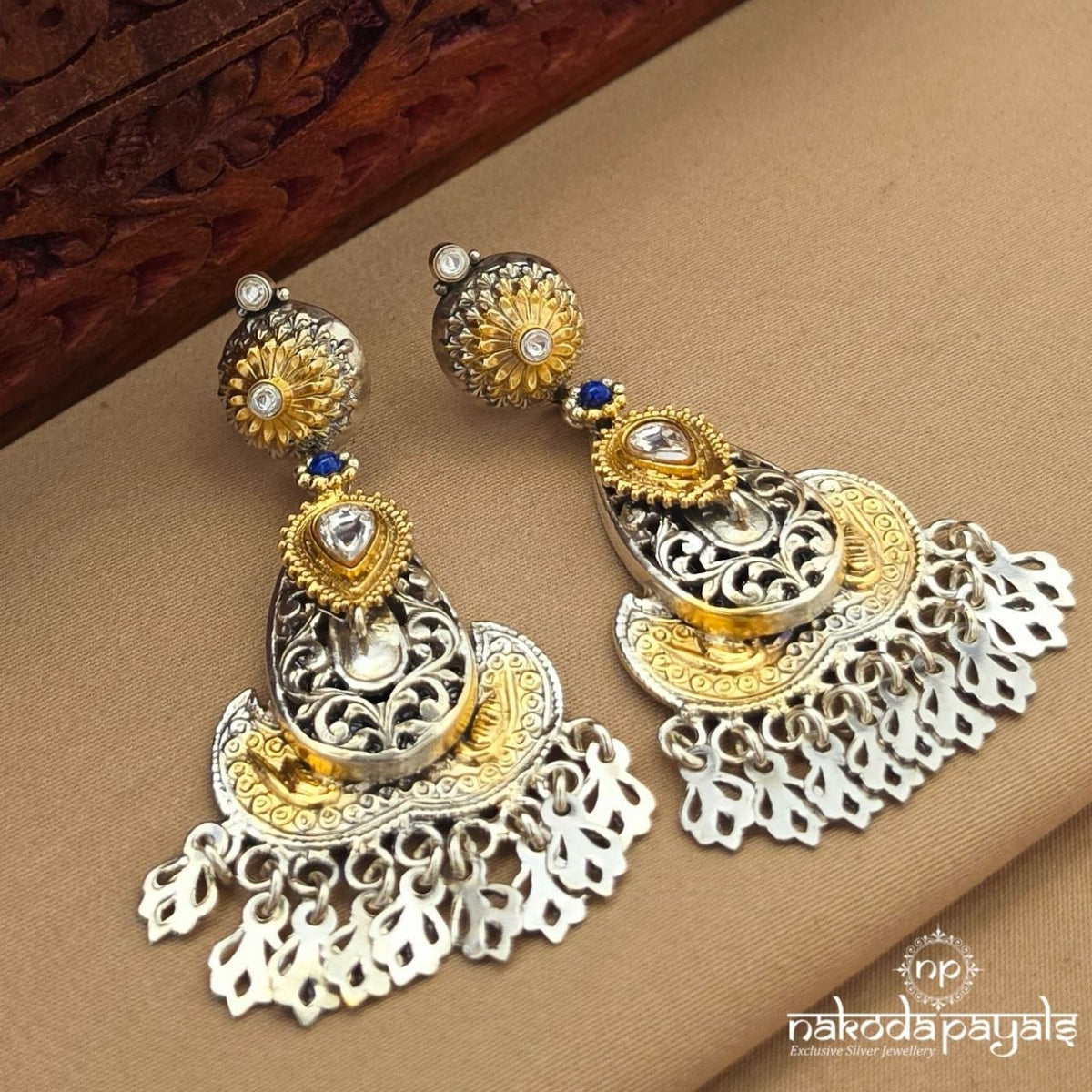 Charm Drop Dual Tone Earrings (C4304)