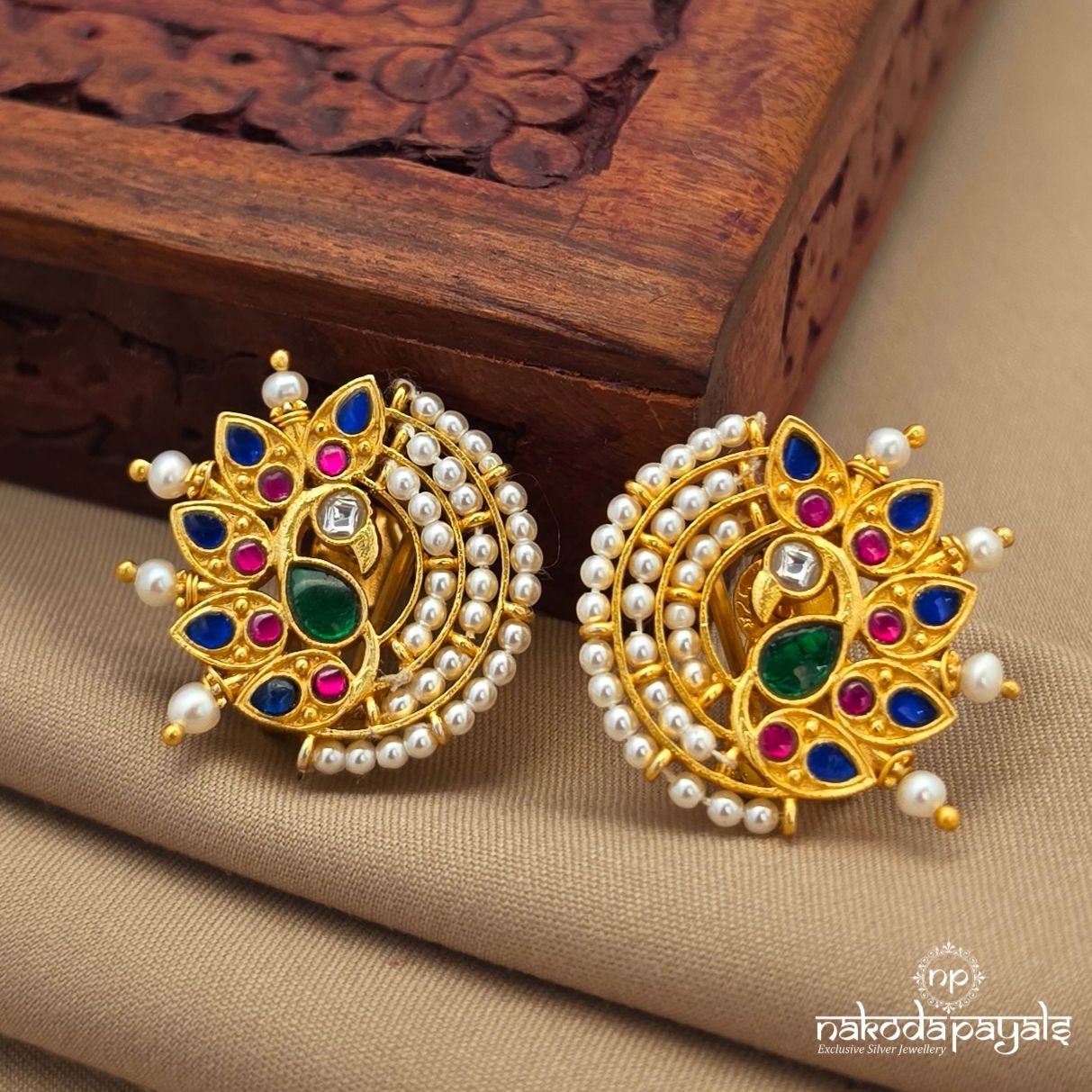 Blue Pearl Peacock Studs (Ge10886)