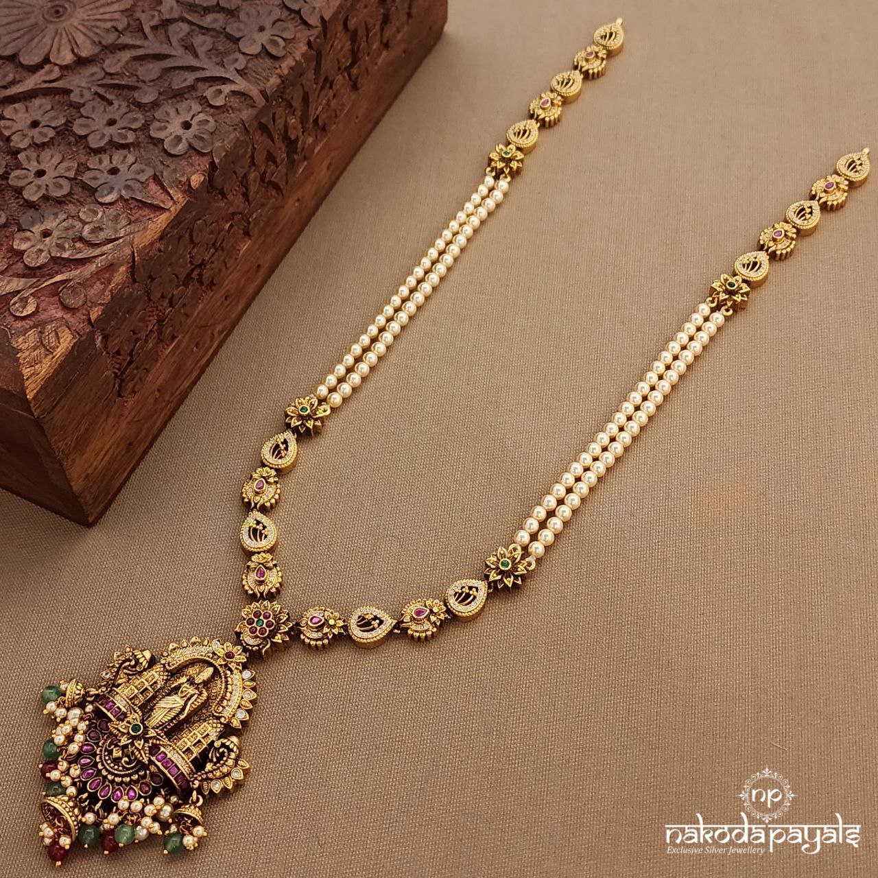 Pearled Temple Kundan Neckpiece (Gn9913)