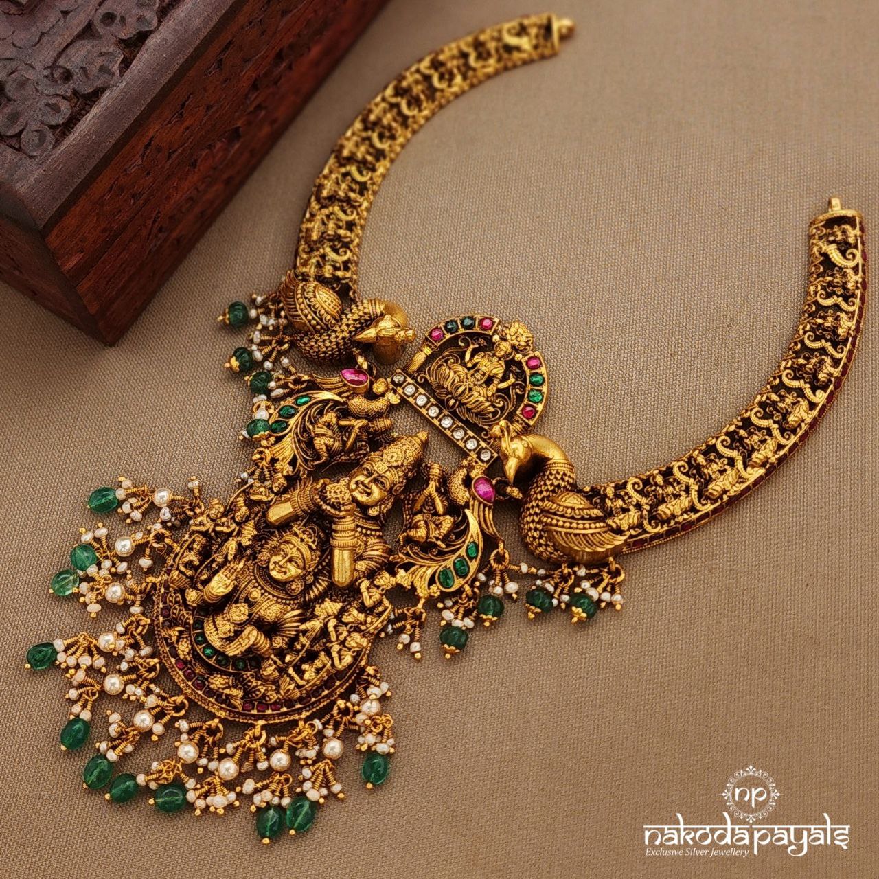 Green Drop Lakshmi Neckpiece (Gn9974)