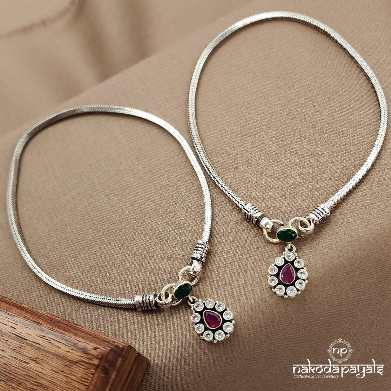 Red Drop Snake Chain Anklets (A6492)