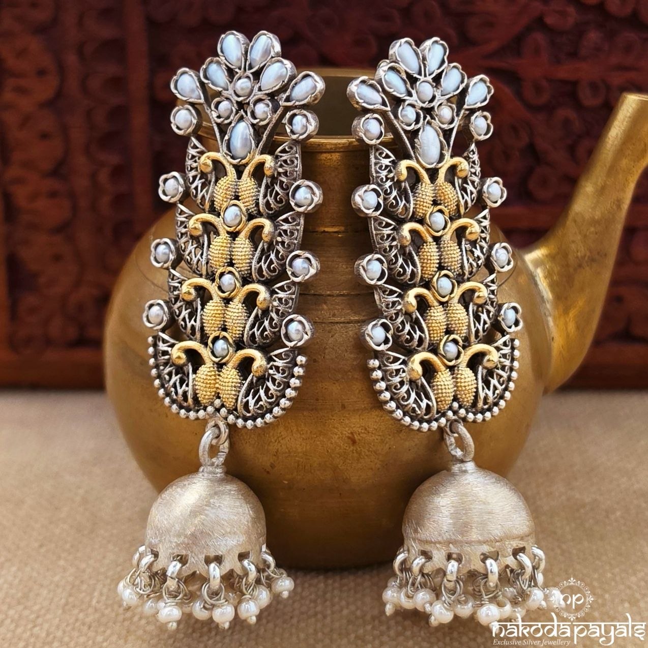 Pearly Dual Tone Jhumka (J1855)