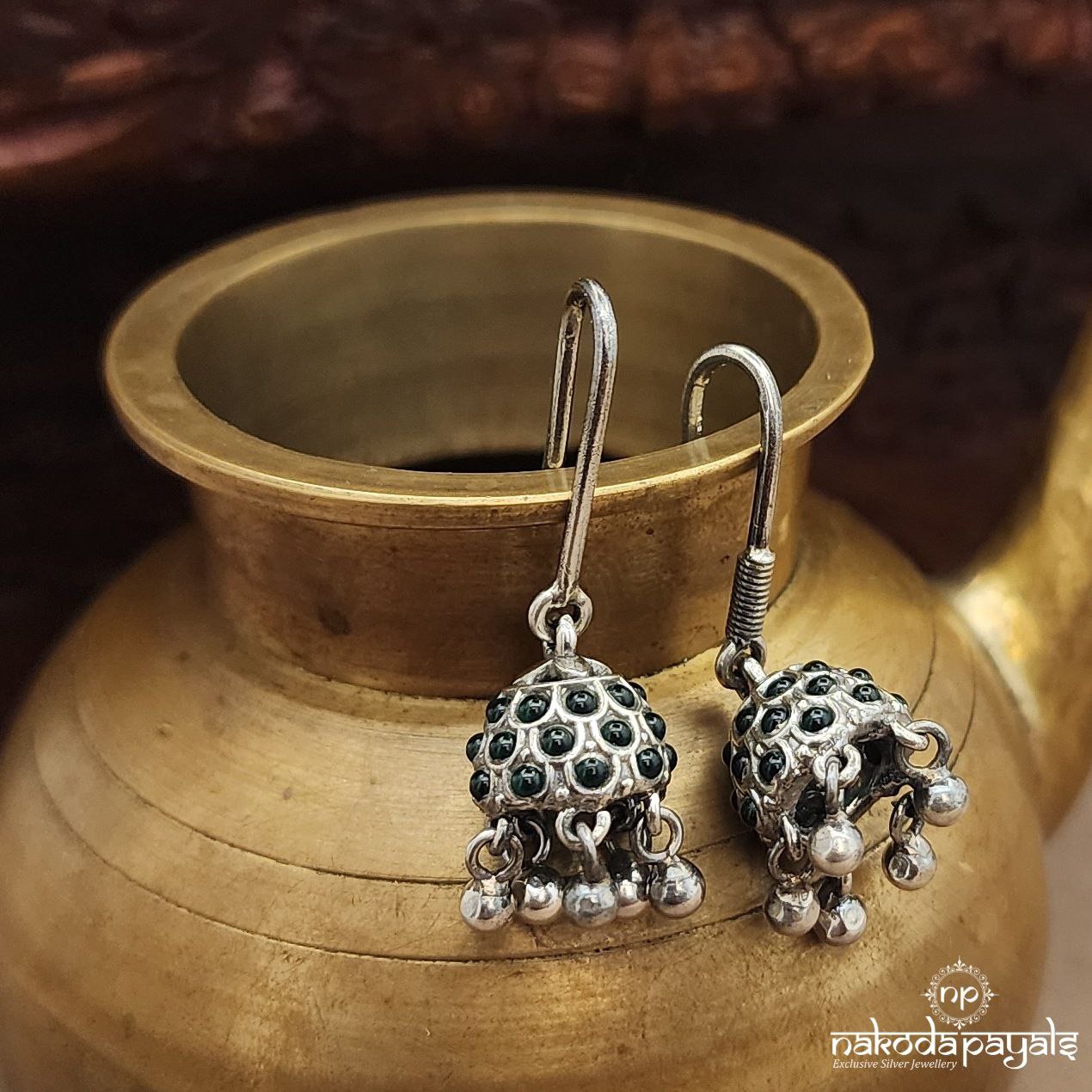 Green Jhumka Hangings (H2204)