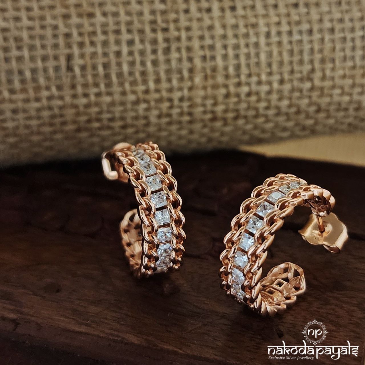 Sparkling Rose Gold Earrings (St3045)
