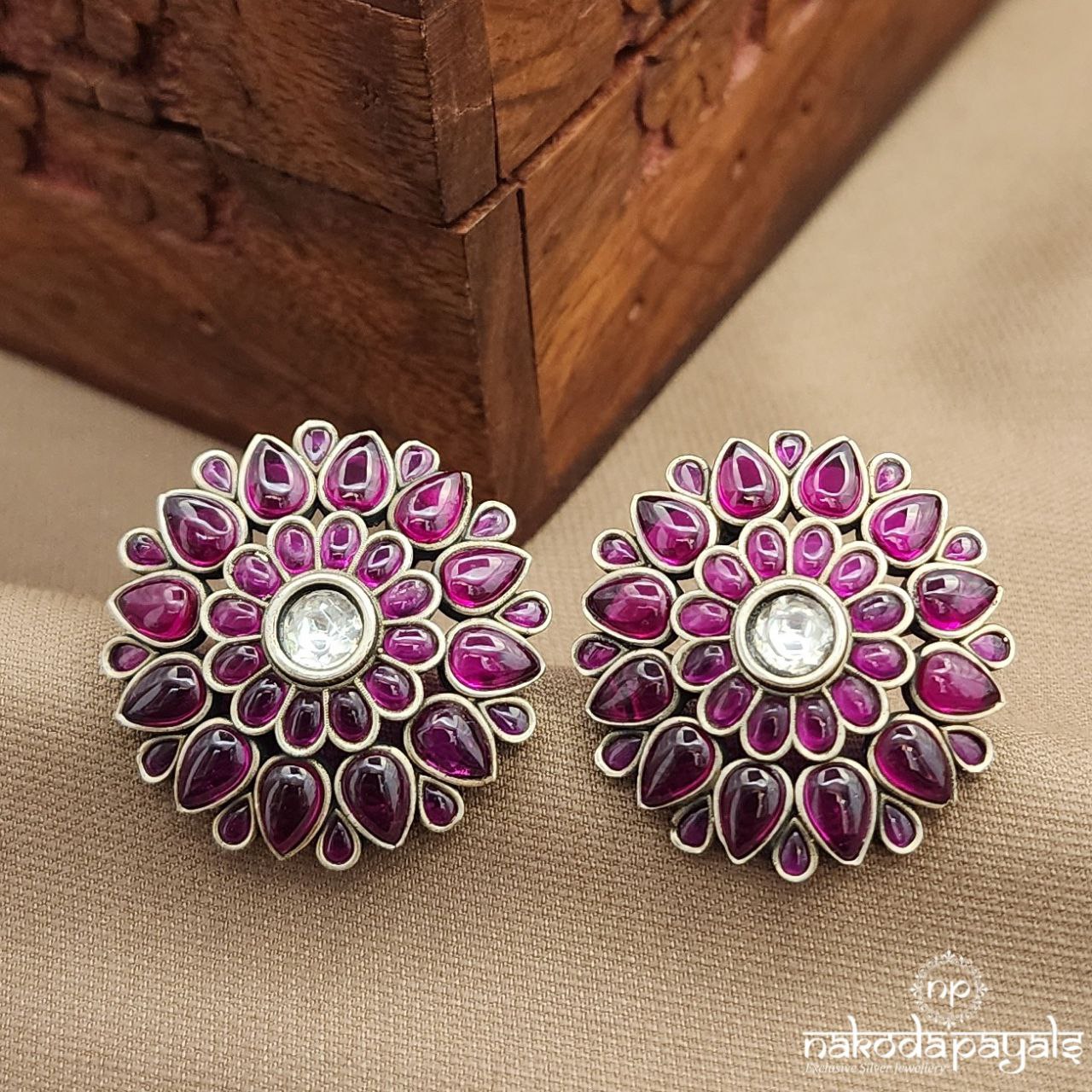Pinkish Floral Studs (S3715)