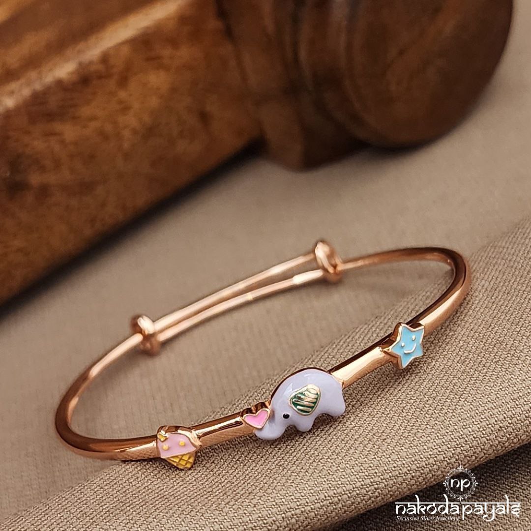 Rose Gold Purple Elephant Single Kada (Ka9420)