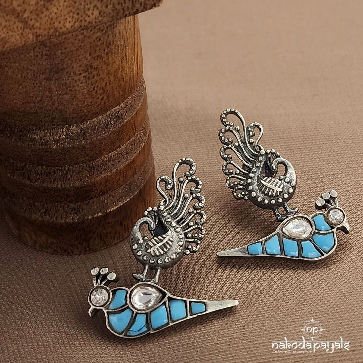 Turquoise Peacock Earrings (C3681)