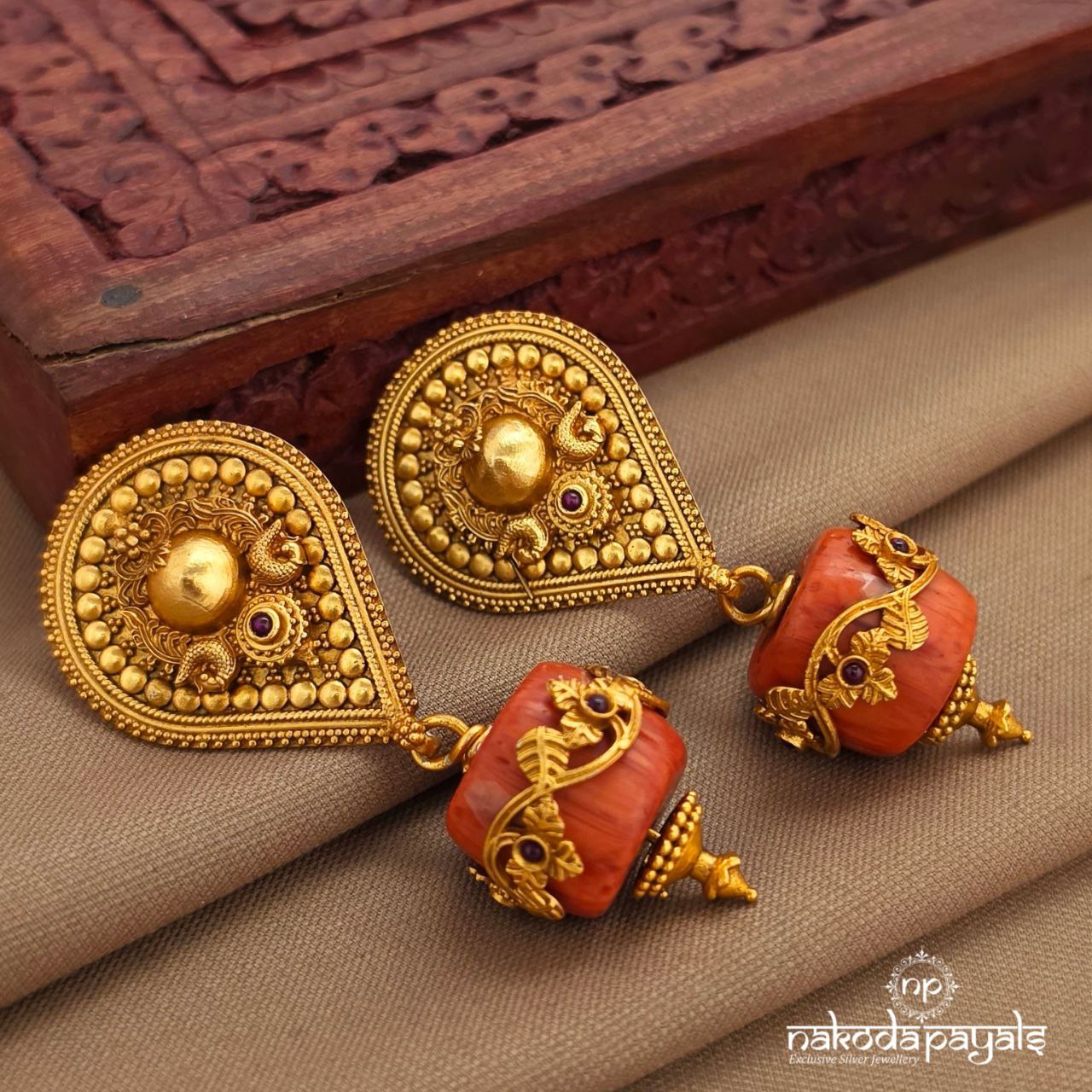 Drop Sunset Coral Earrings (Ge10450)