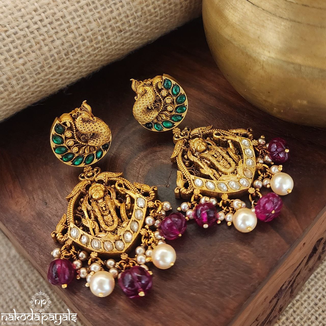 Peacock Murugan Earrings (Ge8655)