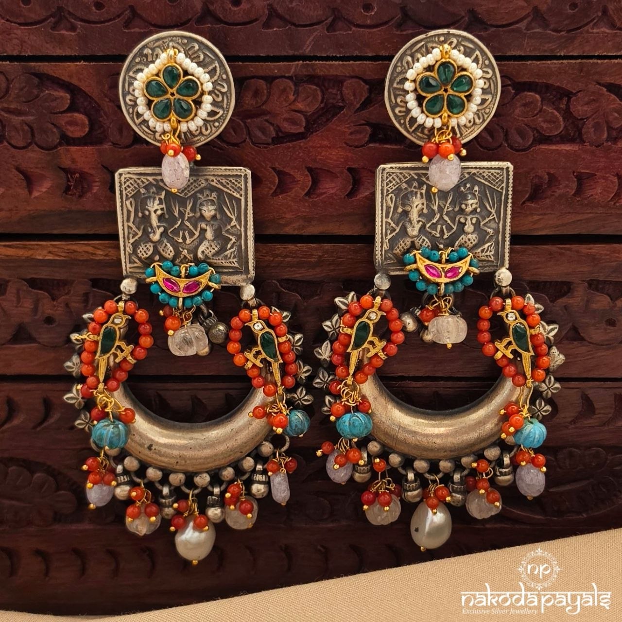 Resplendent Coral Drop Chandbali (C4142)