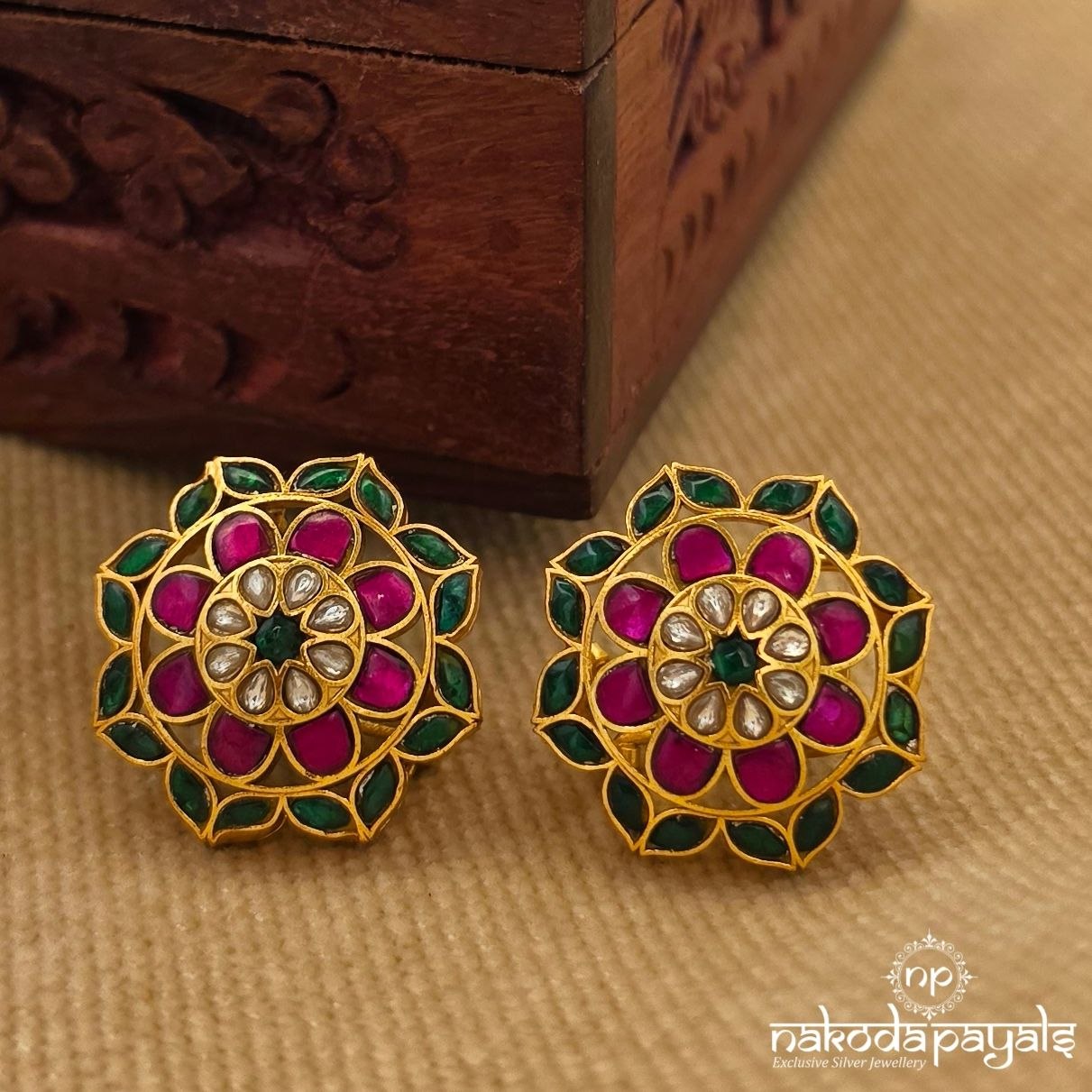 Kundan Floral Earrings (Ge11054)