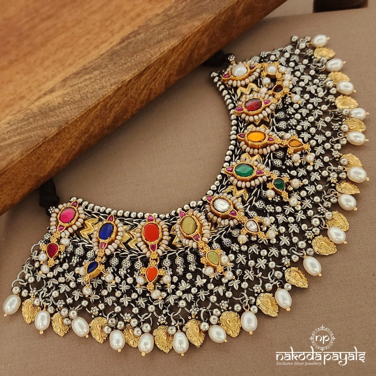 Navaratna Kundan Dual Tone Neckpiece (Gn9265)
