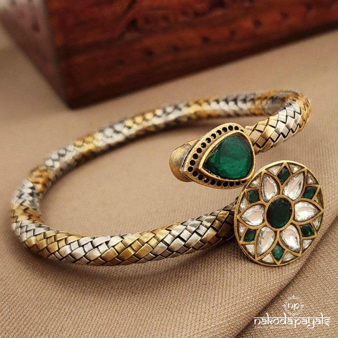 Green Kundan Dual Tone Kada (K6276)