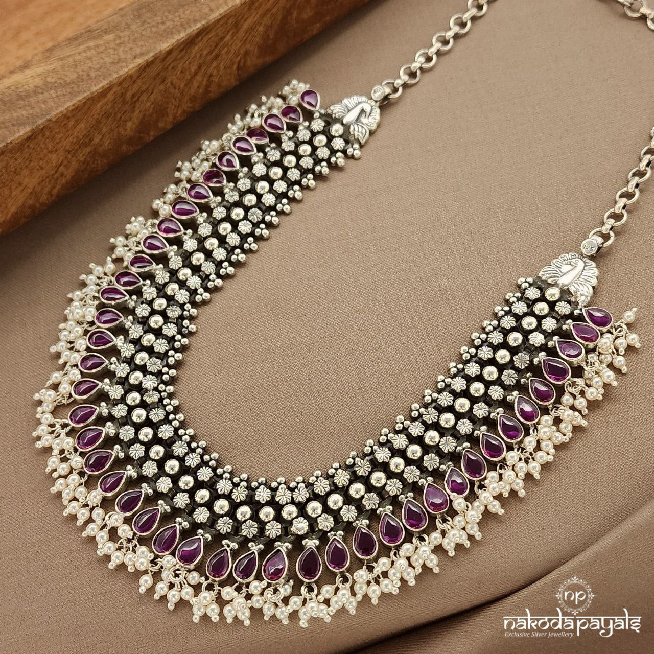Pearly Pink Drop Neckpiece (N11009)
