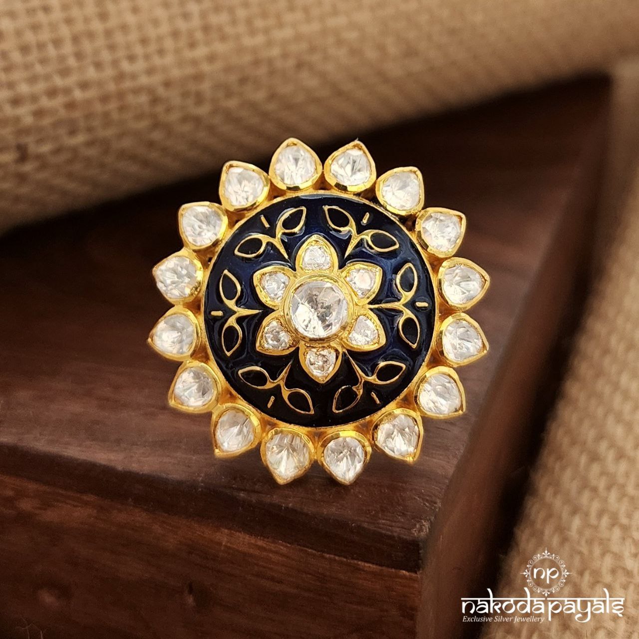 Blue Moissanite Finger Ring (F2718)