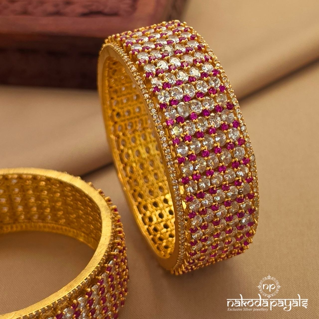 Pink CZ Bangles (2.6) (Gk3277)