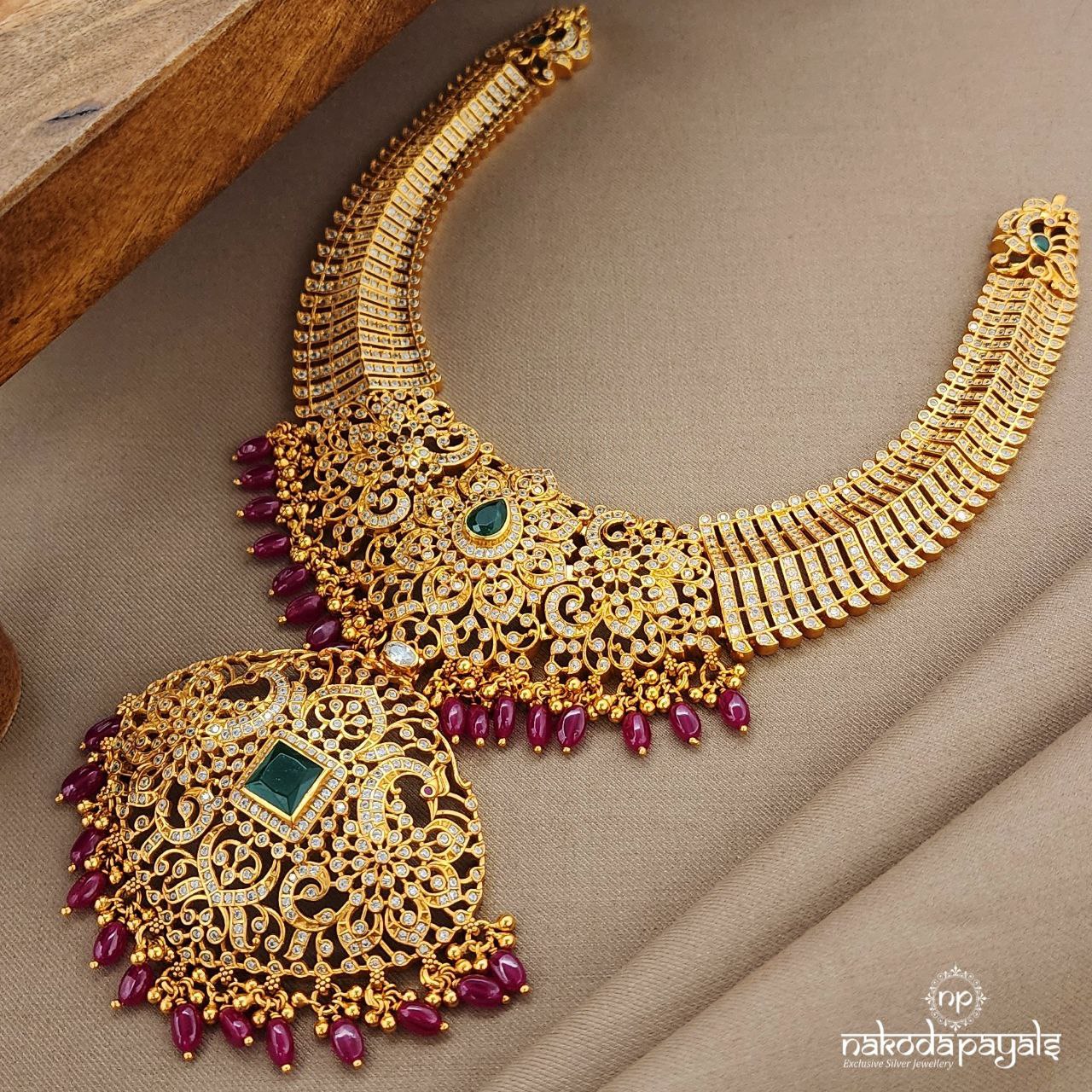 Pink Drop White Neckpiece (Gn9332)
