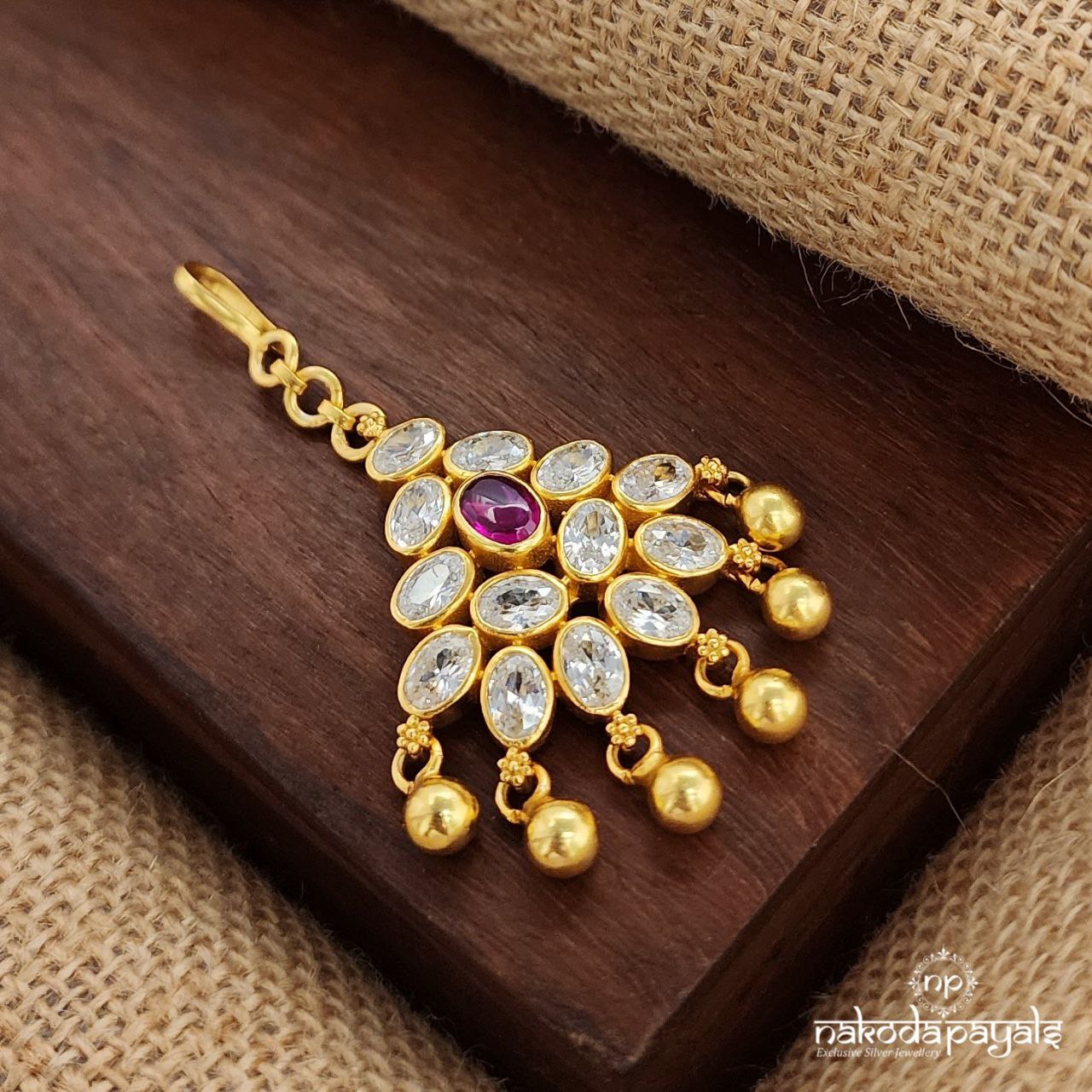 Sparkling White Drop Maang Tika (Gm1013)