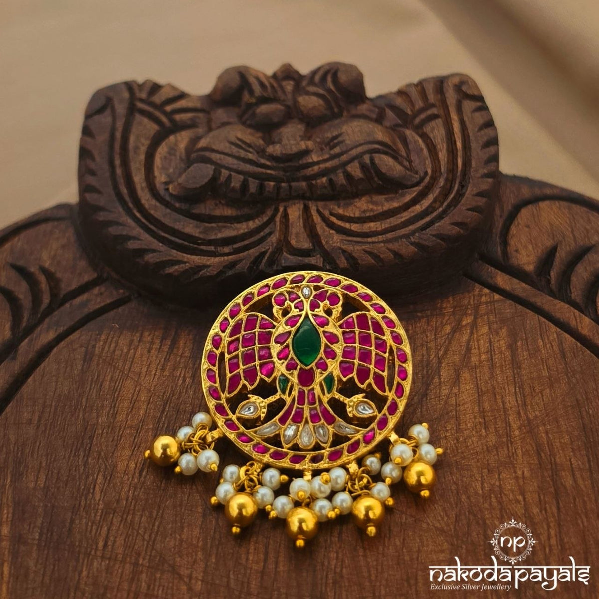 Red Pearl Gandaberunda Pendant (Gp2714)