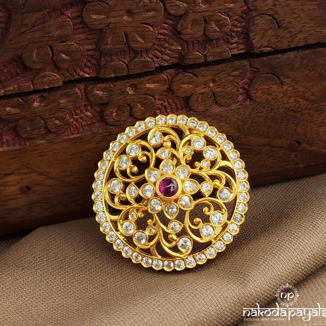 Circular Pink Brooch (St3734a)