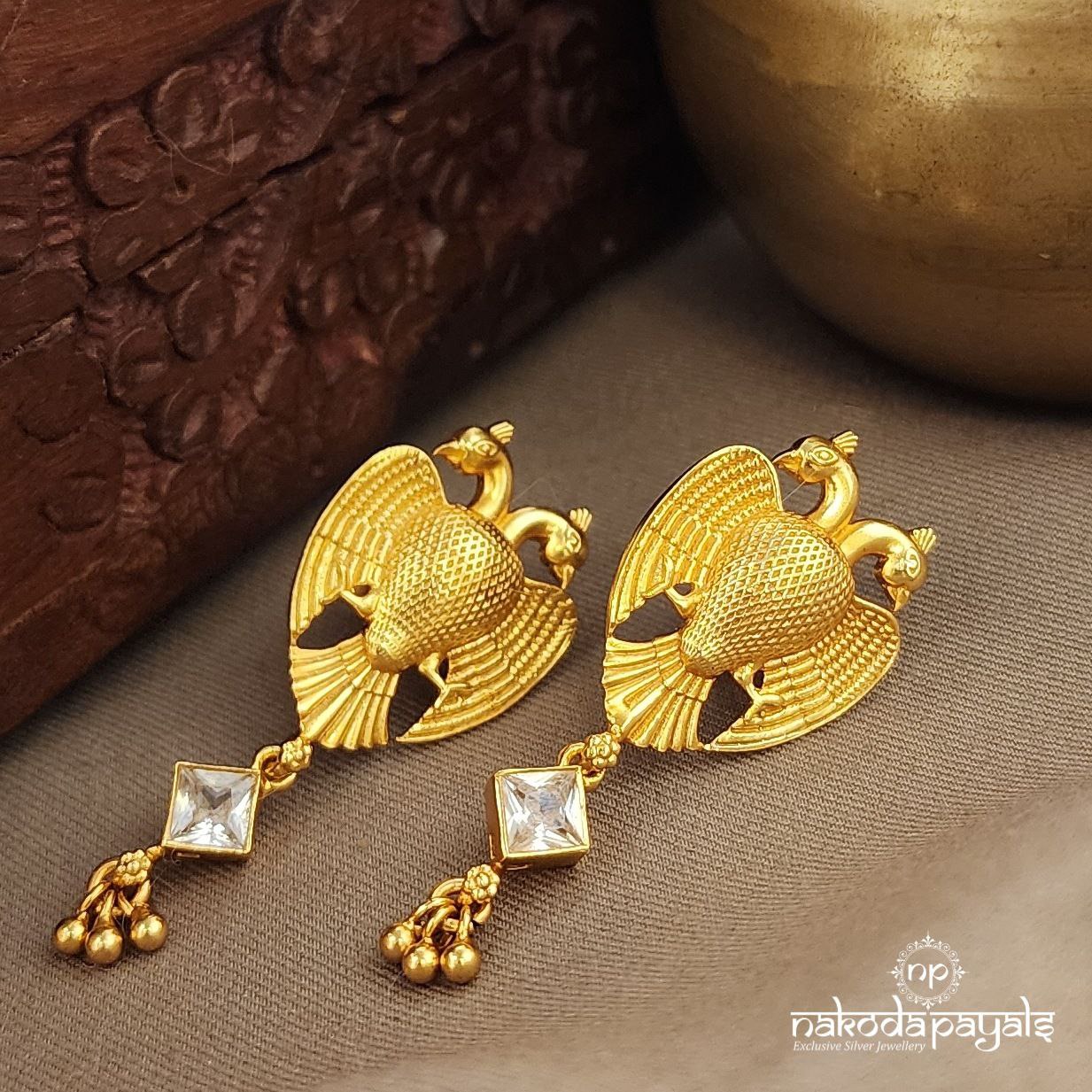White Gandaberunda Earrings (Ge9992)