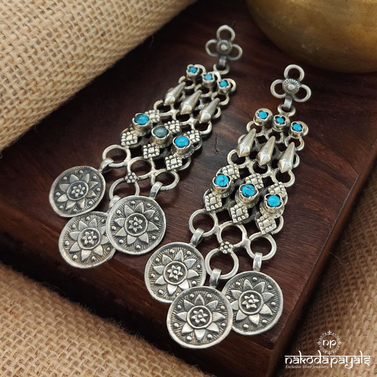 Coin Drop Turquoise Earrings (C3334)