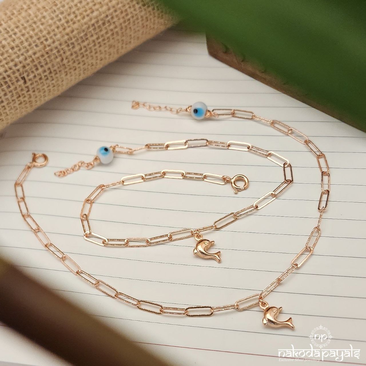 Rose Gold Dolphin Nazaria Anklet Pair (A5733)