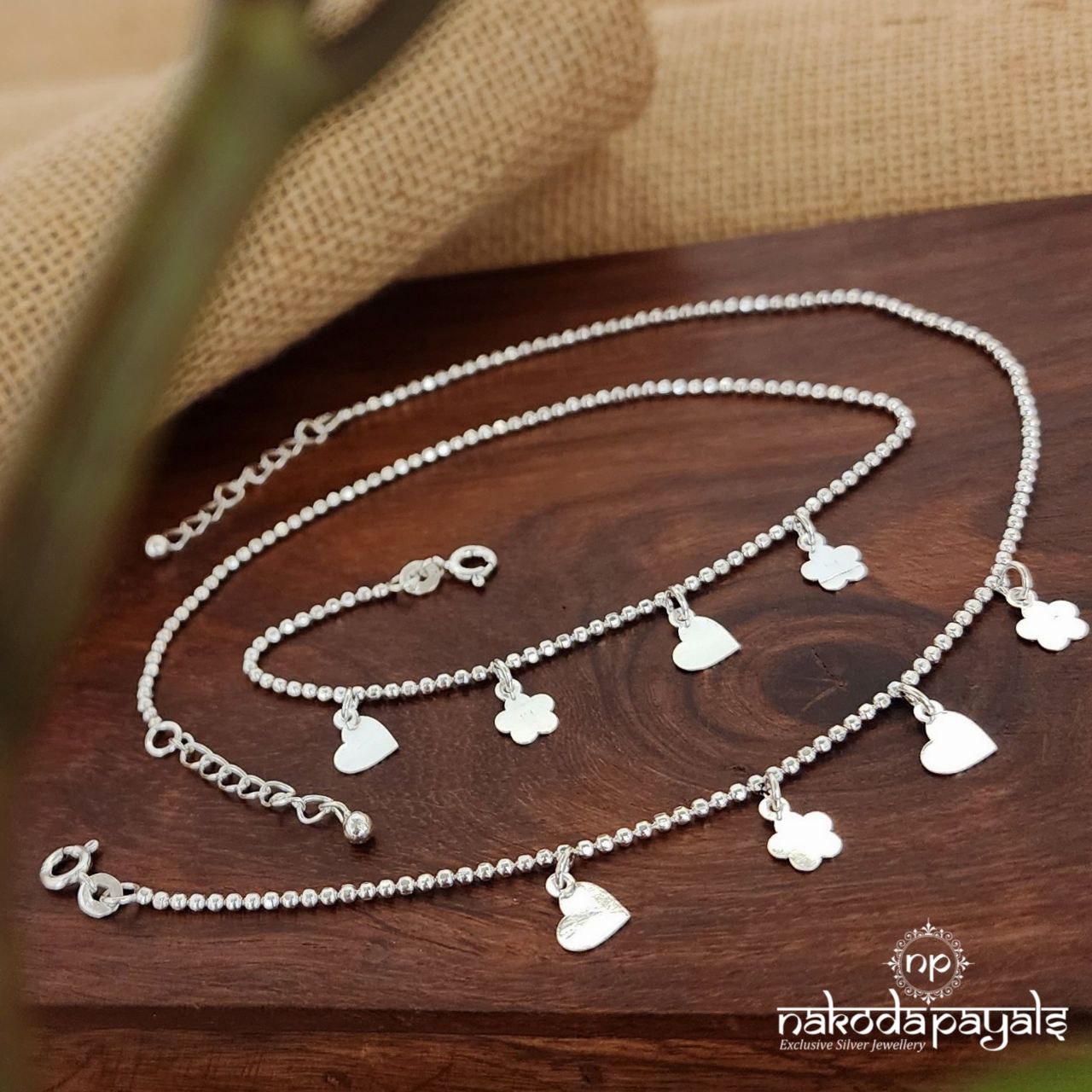 Elegant Heart Star Drop Anklets (A5858)