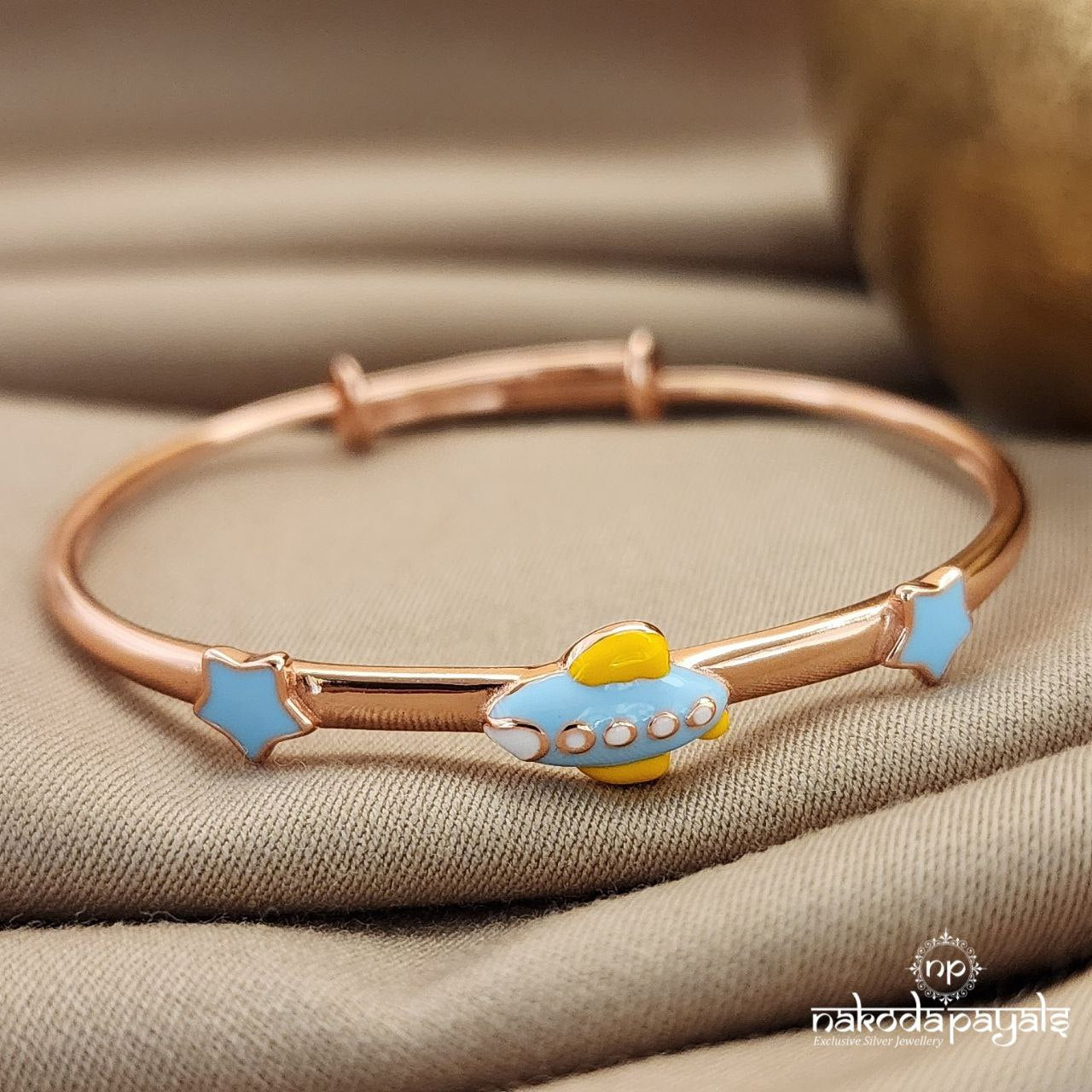 Aeroplane Rose Gold Single Kada (Ka9257)