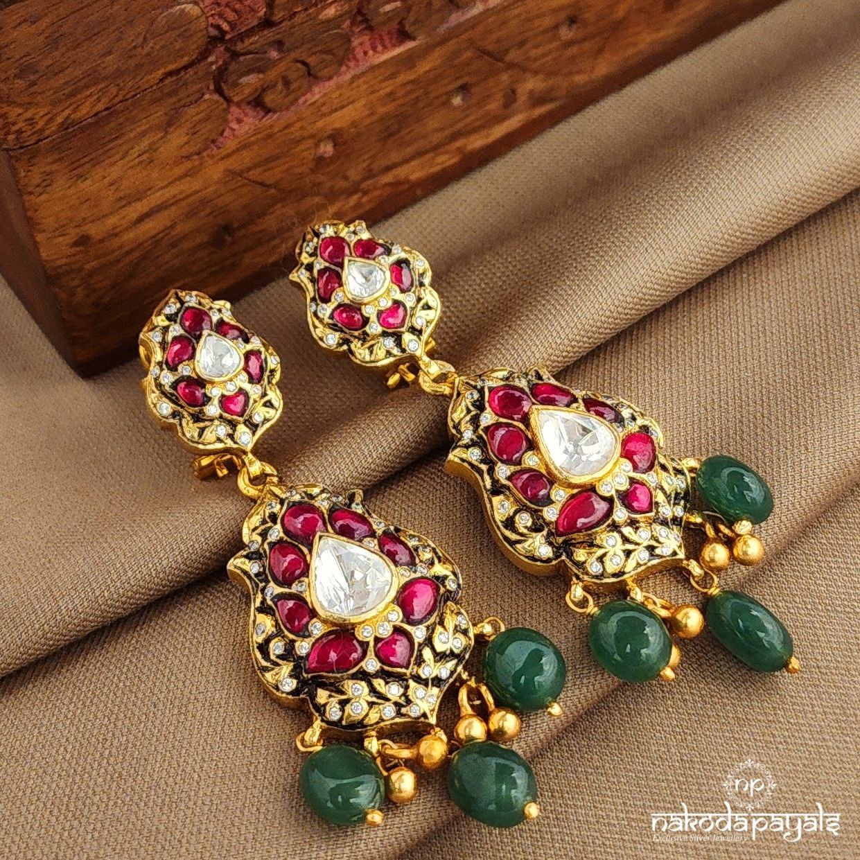 Moissanite Kundan Earrings (Ge10382)